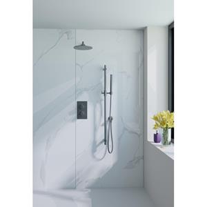 Fortifura Calvi Inbouw Regendoucheset - thermostatisch - wandarm - glijstang - 25cm hoofddouche - staaf handdouche - gladde doucheslang - geborsteld Gunmetal PVD SW720556/SW720563/SW721165/SW721170/SW