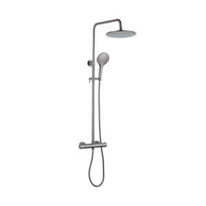 Fortifura Calvi Regendoucheset - thermostatisch - 25cm hoofddouche - metalen slang - ronde handdouche - Geborsteld Gunmetal PVD SW1159500 SW799451