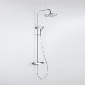 Fortifura Calvi Regendoucheset - thermostatisch - 25cm hoofddouche - gladde slang - ronde handdouche - chroom SW1159497 SW496814 SW706209