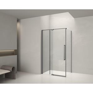 Aqua Vista Taviano Cuadra Zijwand - 90x200cm - incl. montageset - mat zwart SW1209645/SW1209686