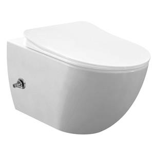 Creavit Hangend Toiletset - 35.3x51cm - bidetsproeier warm/koud - spoelrandloos - met zitting - wit SW1152726/SW1152711