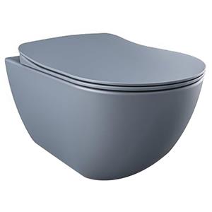 Creavit Hangend Toiletset - 35.3x51cm - spoelrandloos - met zitting - mat basalt SW1152733/SW1152712