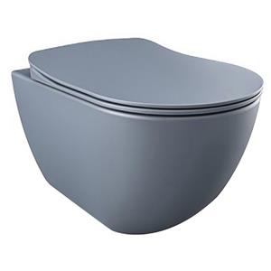 Creavit Hangend Toiletset - 35.3x51cm - RVS Bidetsproeier - spoelrandloos - met zitting - mat basalt SW1152743/SW1152712