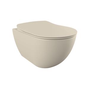 Creavit Hangend Toilet - 35.3x51cm - spoelrandloos - met zitting - koel grijs SW1152754/SW1152750