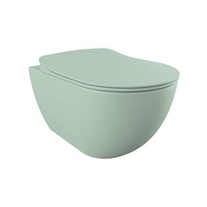 Creavit Hangend Toiletset - 35.3x51cm - spoelrandloos - met zitting - nijlgroen SW1152758/SW1152755