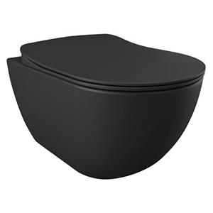Creavit Hangend Toiletset - 35.3x51cm - spoelrandloos - met zitting - mat antraciet SW1152734/SW1152713