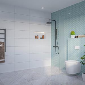 Fortifura Galeria Inloopdouche - mat glas - 30x200cm - 8mm - nano - blind inbouw profiel SW797931 Sw1102415