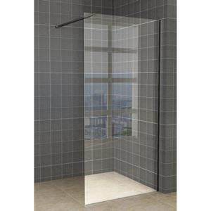 Wiesbaden Slim inloopdouche 105x200cm met 8mm helder glas met zwart profiel en stabilisatiestang sw203911/sw295899