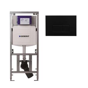 Geberit/Burda Geberit Inbouwreservoir - UP320 - QeramiQ metal bedieningsplaat - dualflush - rechthoekige knoppen - metaal zwart mat SW706193 0701131