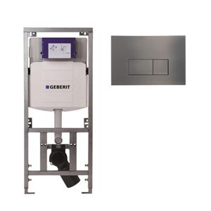 Geberit/Burda Geberit Inbouwreservoir - UP320 - QeramiQ metal bedieningsplaat - dualflush - rechthoekige knoppen - metaal gunmetal SW706199 0701131