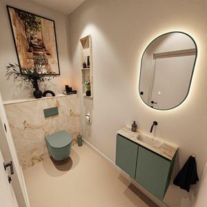 Mondiaz TURE-DLUX 60cm toiletmeubel Army. EDEN wastafel Frappe positie rechts. Zonder kraangat. TUREDX60ARMR0FRA