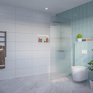 Fortifura Galeria Inloopdouche - ribbel glas - 90x200cm - 8mm - nano - blind inbouw profiel SW797951 SW1102415