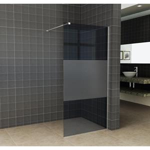 Wiesbaden Slim inloopdouche 120x200cm 8mm nano glas gedeeltelijk mat rookglas chroom sw203913/sw373481