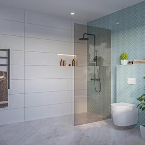 Fortifura Galeria Inloopdouche - rook glas - 100x200cm - 8mm - nano - blind inbouw profiel SW797940 SW1102415