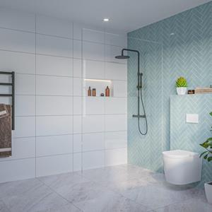 Fortifura Galeria Inloopdouche - helder glas - 140x200cm - 8mm - nano - blind inbouw profiel SW797916 SW1102415