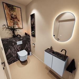 Mondiaz TURE-DLUX 60cm toiletmeubel Clay. EDEN wastafel Lava positie rechts. Met 1 kraangat. TUREDX60CLAR1LAV