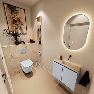 Mondiaz TURE-DLUX 60cm toiletmeubel Clay. EDEN wastafel Frappe positie rechts. Zonder kraangat. TUREDX60CLAR0FRA
