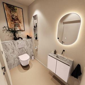 Mondiaz TURE-DLUX 60cm toiletmeubel Rosee. EDEN wastafel Glace positie rechts. Zonder kraangat. TUREDX60ROSR0GLA