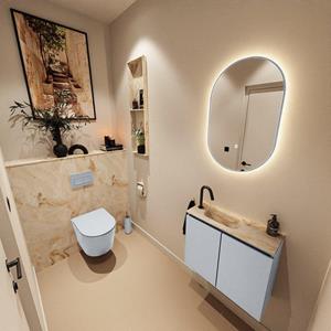 Mondiaz TURE-DLUX 60cm toiletmeubel Clay. EDEN wastafel Frappe positie links. Met 1 kraangat. TUREDX60CLAL1FRA