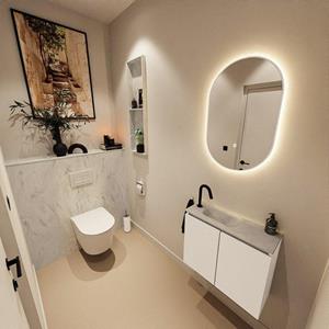 Mondiaz TURE-DLUX 60cm toiletmeubel Talc. EDEN wastafel Opalo positie links. Met 1 kraangat. TUREDX60TALL1OPA