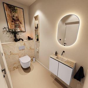 Mondiaz TURE-DLUX 60cm toiletmeubel Cale. EDEN wastafel Frappe positie midden. Zonder kraangat. TUREDX60CALM0FRA