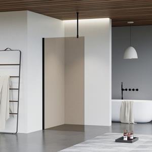 Fortifura Galeria inloopdouche - 140x200cm - rookglas - plafondarm - mat zwart SW797946/SW797905/SW804542