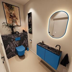 Mondiaz TURE-DLUX 80cm toiletmeubel Jeans. EDEN wastafel Lava positie rechts. Met 1 kraangat. TUREDX80JEAR1LAV