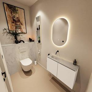 Mondiaz TURE-DLUX 80cm toiletmeubel Talc. EDEN wastafel Opalo positie links. Zonder kraangat. TUREDX80TALL0OPA