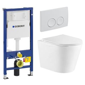 Geberit QeramiQ Dely Toiletset -  UP100 inbouwreservoir - witte bedieningsplaat - toilet - zitting - mat wit SW730486/0701174/SW1026254/SW1000766