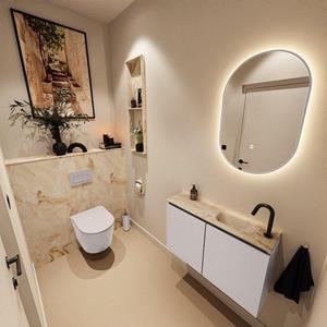 Mondiaz TURE-DLUX 80cm toiletmeubel Cale. EDEN wastafel Frappe positie rechts. Met 1 kraangat. TUREDX80CALR1FRA
