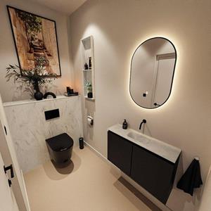 Mondiaz TURE-DLUX 80cm toiletmeubel Urban. EDEN wastafel Opalo positie midden. Zonder kraangat. TUREDX80URBM0OPA