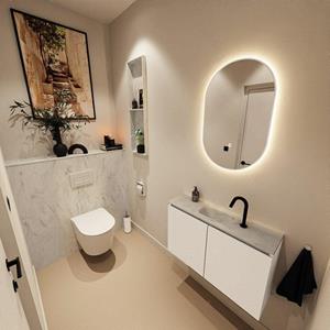Mondiaz TURE-DLUX 80cm toiletmeubel Talc. EDEN wastafel Opalo positie midden. Met 1 kraangat. TUREDX80TALM1OPA