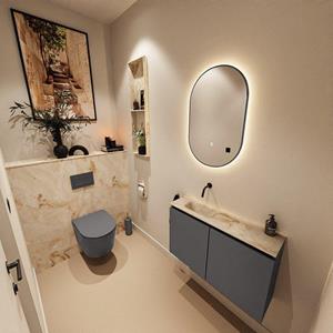 Mondiaz TURE-DLUX 80cm toiletmeubel Dark Grey. EDEN wastafel Frappe positie links. Zonder kraangat. TUREDX80DGRL0FRA