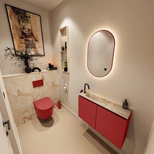 Mondiaz TURE-DLUX 80cm toiletmeubel Fire. EDEN wastafel Frappe positie links. Met 1 kraangat. TUREDX80FIRL1FRA