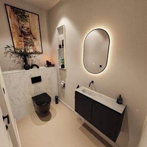 Mondiaz TURE-DLUX 80cm toiletmeubel Urban. EDEN wastafel Opalo positie links. Zonder kraangat. TUREDX80URBL0OPA