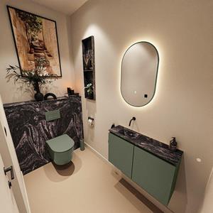 Mondiaz TURE-DLUX 80cm toiletmeubel Army. EDEN wastafel Lava positie links. Zonder kraangat. TUREDX80ARML0LAV