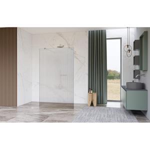 Fortifura Galeria Vrijstaande Inloopdouche - 180x200cm - Helder geribbeld - antikalk - 8mm veiligheidsglas - wandsteunen - Geborsteld RVS PVD (RVS) SW927769 2x/SW797957