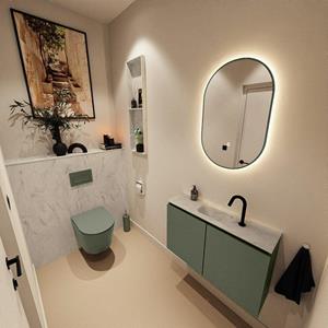 Mondiaz TURE-DLUX 80cm toiletmeubel Army. EDEN wastafel Opalo positie midden. Met 1 kraangat. TUREDX80ARMM1OPA