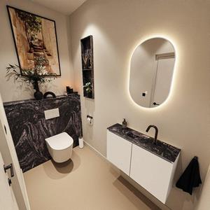 Mondiaz TURE-DLUX 80cm toiletmeubel Talc. EDEN wastafel Lava positie midden. Met 1 kraangat. TUREDX80TALM1LAV