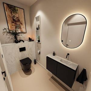 Mondiaz TURE-DLUX 80cm toiletmeubel Urban. EDEN wastafel Opalo positie rechts. Zonder kraangat. TUREDX80URBR0OPA