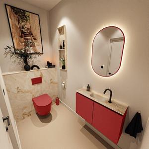 Mondiaz TURE-DLUX 80cm toiletmeubel Fire. EDEN wastafel Frappe positie midden. Met 1 kraangat. TUREDX80FIRM1FRA
