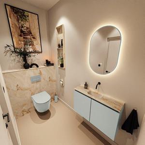 Mondiaz TURE-DLUX 80cm toiletmeubel Greey. EDEN wastafel Frappe positie midden. Zonder kraangat. TUREDX80GREM0FRA