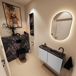Mondiaz TURE-DLUX 80cm toiletmeubel Plata. EDEN wastafel Lava positie rechts. Met 1 kraangat. TUREDX80PLAR1LAV