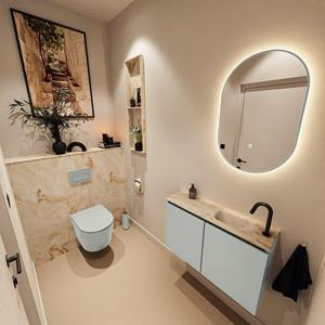Mondiaz TURE-DLUX 80cm toiletmeubel Greey. EDEN wastafel Frappe positie rechts. Met 1 kraangat. TUREDX80GRER1FRA