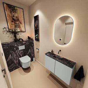 Mondiaz TURE-DLUX 80cm toiletmeubel Greey. EDEN wastafel Lava positie midden. Zonder kraangat. TUREDX80GREM0LAV
