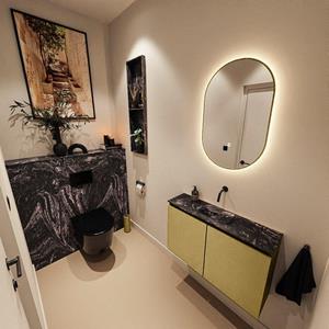 Mondiaz TURE-DLUX 80cm toiletmeubel Oro. EDEN wastafel Lava positie midden. Zonder kraangat. TUREDX80OROM0LAV