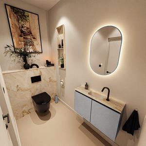 Mondiaz TURE-DLUX 80cm toiletmeubel Plata. EDEN wastafel Frappe positie midden. Met 1 kraangat. TUREDX80PLAM1FRA