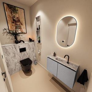 Mondiaz TURE-DLUX 80cm toiletmeubel Plata. EDEN wastafel Glace positie midden. Met 1 kraangat. TUREDX80PLAM1GLA