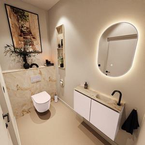 Mondiaz TURE-DLUX 80cm toiletmeubel Rosee. EDEN wastafel Frappe positie rechts. Met 1 kraangat. TUREDX80ROSR1FRA