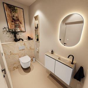 Mondiaz TURE-DLUX 80cm toiletmeubel Linen. EDEN wastafel Frappe positie rechts. Met 1 kraangat. TUREDX80LINR1FRA